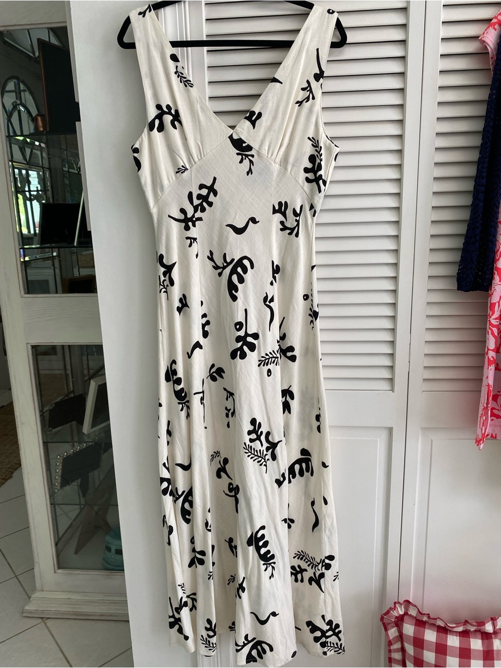 PAPER HEART SIZE M WOMENS IVORY W BLACK ACCENTS SLEEVELESS LINEN DRESS